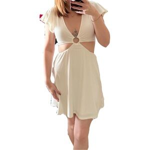 H&M White O-Ring Cut Flowy Mini Dress XS
